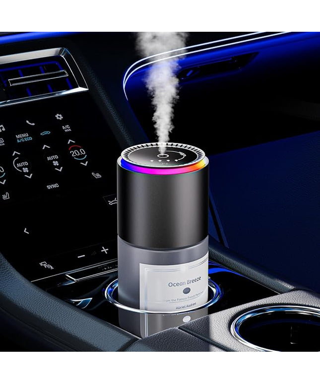 Car Air Freshener,Smart Car Air Freshener, car Diffuser with 150 ML (5oz) Capacity Multi-fragrance, RGB Music Syncing Light, Auto On/Off (Oceans)