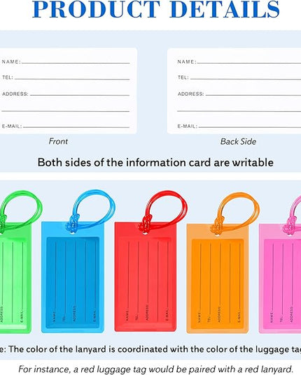 10 Pack Luggage Tags for Suitcases, Airplane Travel Essentials for Flying, International Travel Must Haves, and Luggage Accessories by Sodsay