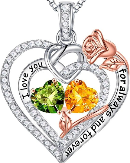 Iefil Christmas Gifts for Wife Women - 925 Sterling Silver Double Birthstone Necklace, Anniversary Birthday Gifts for Women, Jewelry Gift for Wife Girlfriend Mom Her