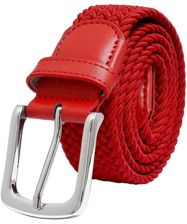 Falari Men Women Multicolored Elastic Stretch Braided Belt Canvas Fabric Woven No Holes Belt