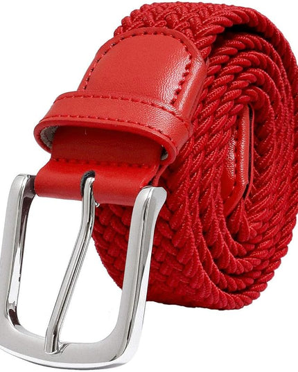Falari Men Women Multicolored Elastic Stretch Braided Belt Canvas Fabric Woven No Holes Belt