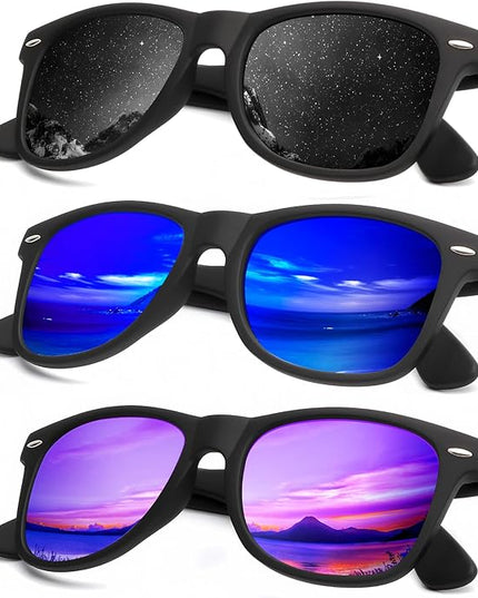 KALIYADI Polarized Sunglasses for Men and Women Matte Finish Sun glasses Color Mirror Lens UV Blocking (3 Pack)