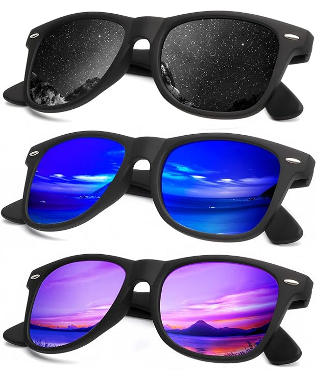 KALIYADI Polarized Sunglasses for Men and Women Matte Finish Sun glasses Color Mirror Lens UV Blocking (3 Pack)