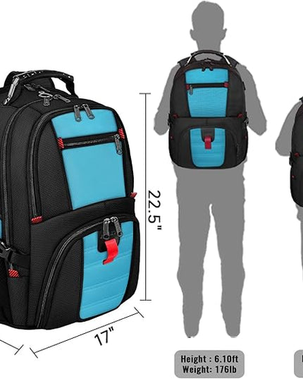 YOREPEK 18.4 Laptop Backpack, Large Backpacks with USB Charger Port, TSA Friendly Flight Approved Weekend Carry on Backpack with Luggage Strap for Men and Women, Blue