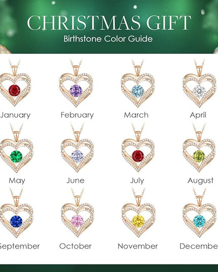 CDE Forever Love Heart Necklaces for Women, Wedding Anniversary, Birthday Mothers Day Christmas Day Gifts for Mom, Mother, Wife, friend, S925 Silver Jewelry with Birthstone Pendant