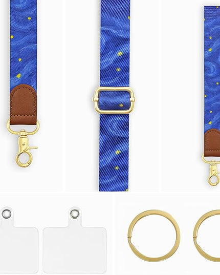 GEHUY IPhone Lanyard Crossbody with Wrist Strap, Adjustable Starry Sky Neck & Wrist Lanyard for Keys, ID Cards, Phone Case Accessories – Universal Cute Set for Women & Girls