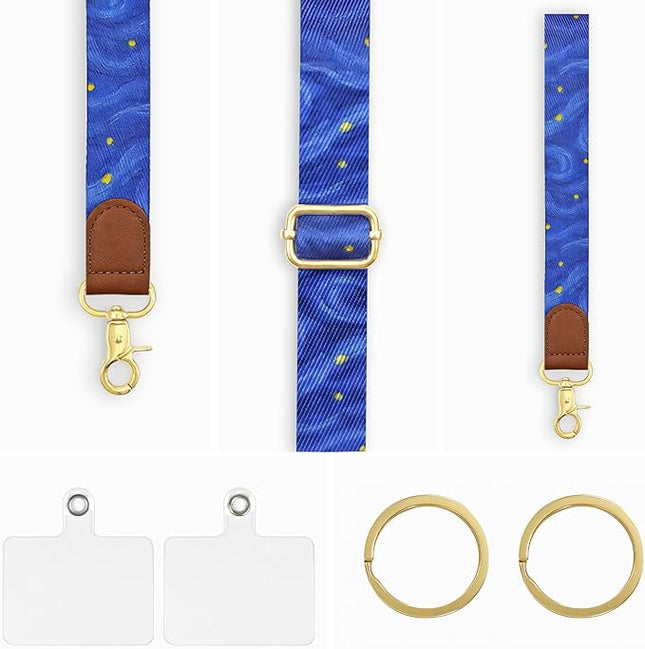 GEHUY IPhone Lanyard Crossbody with Wrist Strap, Adjustable Starry Sky Neck & Wrist Lanyard for Keys, ID Cards, Phone Case Accessories – Universal Cute Set for Women & Girls
