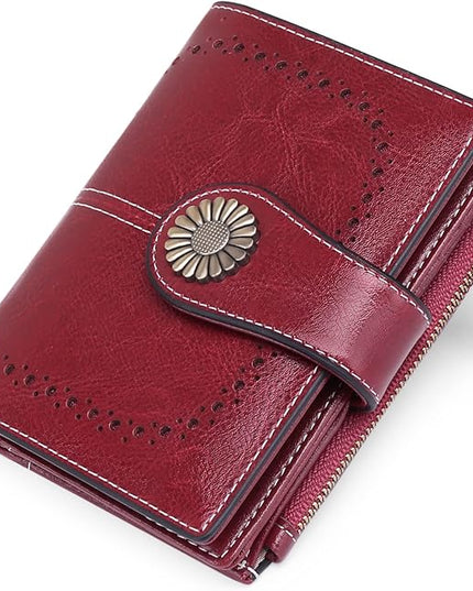 SENDEFN Small Womens Wallet Leather Bifold Card Holder RFID Blocking with Zipper Coin Pocket