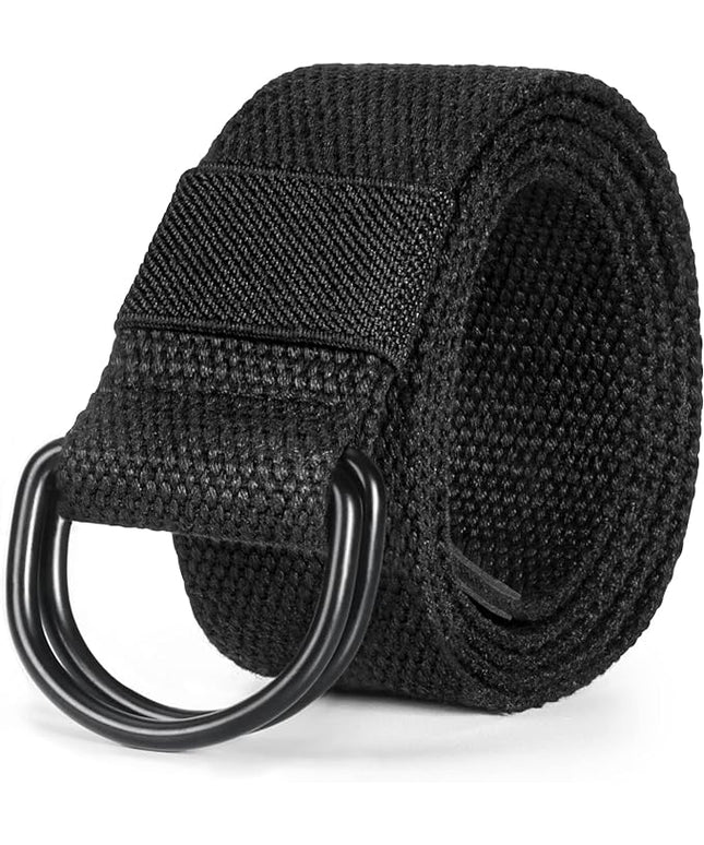 maikun Mens & Womens Canvas Belt with Black D-ring Buckle 1 1/2" Wide Solid Color Fabric Belt for Men