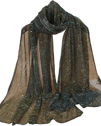 Floerns Women's Sequin Bandana Square Scarf Silk Scarves Mesh Shawl and Wrap for Evening Dresses