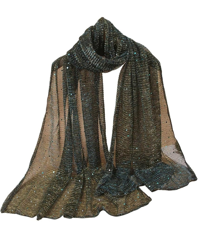 Floerns Women's Sequin Bandana Square Scarf Silk Scarves Mesh Shawl and Wrap for Evening Dresses