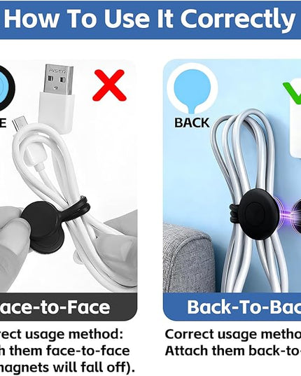 10 Pcs Reusable Magnetic Cord Organizers, Silicone Magnetic Cable Ties with Strong Magnets for Cable Bundling & Holding Bookmarks - Cord Ties for Electronics - Suitable for Office, Home, School