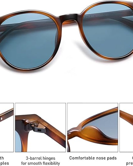 SOJOS Small Round Classic Polarized Sunglasses for Women Men Vintage Style UV400 Lens MAY SJ2113