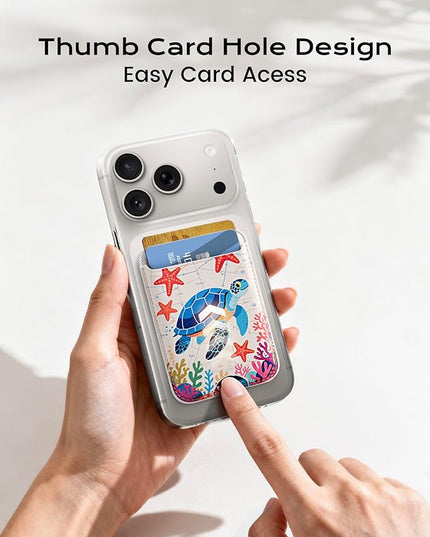 Magnetic Mag-safe Wallet Cell Phone Card Holder for Phone Case with Mag-Safe, Stronger Magnetic RFID Leather Phone Wallet Stick on for iPhone 17/16/15/14/13/12 Series, Fit 3 Cards