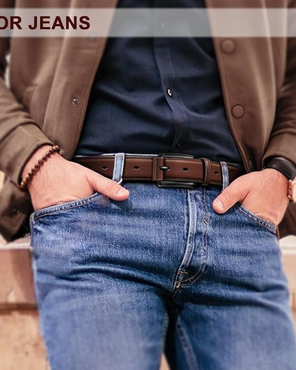 KEMISANT Men Belt 2Pack – Genuine Leather Belt for Men Dress Casual Golf Jeans 1 3/8"