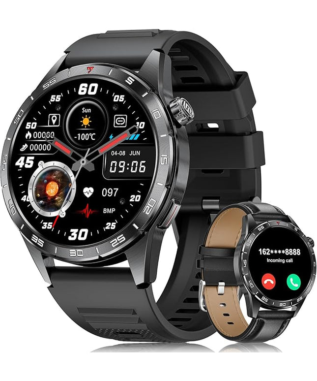SUNKTA Smart Watch for Men,Answer/Make Calls,1.43'' AMOLED,IP68 Waterproof,110+ Sports Modes Fitness Watch with Sleep Monitor/SpO2/Heart Rate/Pedometer Rugged Outdoor Smartwatch 2 Straps