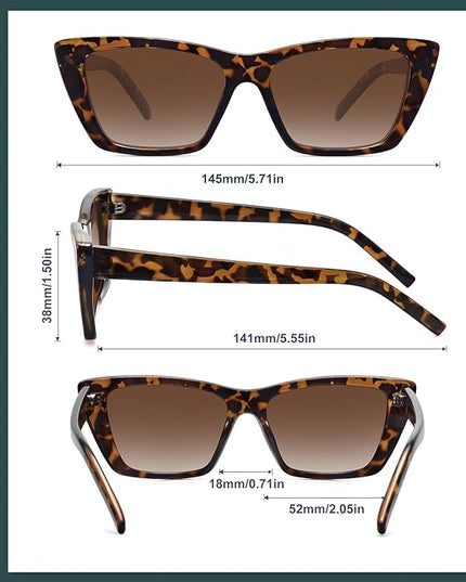 WOWSUN Narrow Small Vintage Polarized Cat Eye Sunglasses for Women