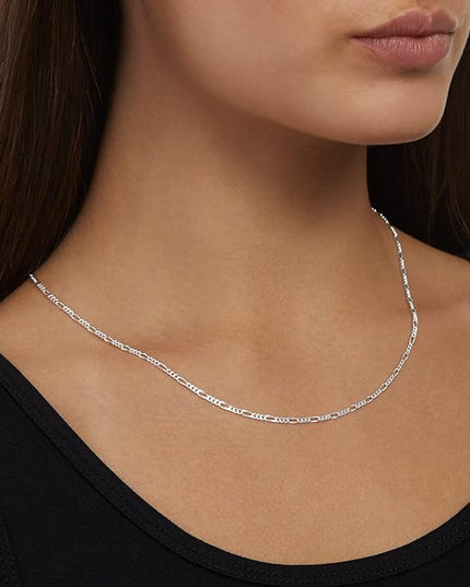 Amazon Essentials 14k Gold or Sterling Silver Plated Figaro Chain Necklace