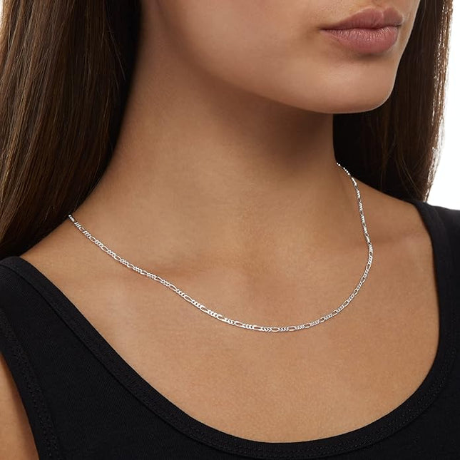 Amazon Essentials 14k Gold or Sterling Silver Plated Figaro Chain Necklace