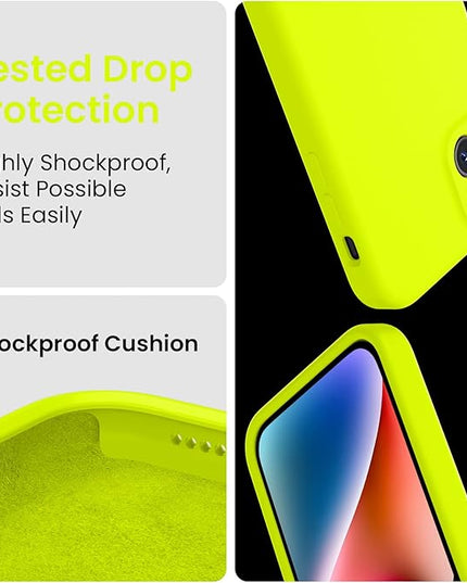 FireNova Designed for iPhone 13 Case, Silicone Upgraded [Camera Protection] Phone Case with [2 Screen Protectors], Soft Anti-Scratch Microfiber Lining Inside, 6.1 inch, Fluorescent Green