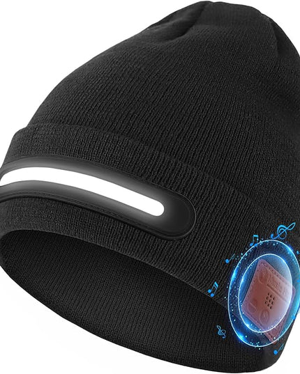 LED Beanie Hat with Bluetooth-Tech Gifts for Men and Women, Wireless Hat Beanie Cap Headlamp Music hat