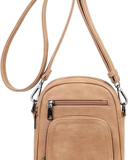 FADEON Small Purses for Women Crossbody Bags, Designer PU Leather Mini Cross Body Purse Travel Shoulder Bag Card Slots