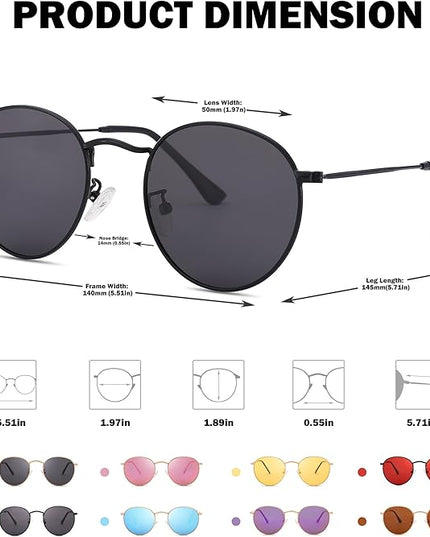 Pro Acme Small Round Metal Polarized Sunglasses for Women Retro Designer Style