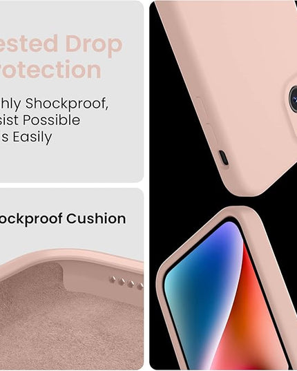 FireNova Designed for iPhone 13 Case, Silicone Upgraded [Camera Protection] Phone Case with [2 Screen Protectors], Soft Anti-Scratch Microfiber Lining Inside, 6.1 inch, Pinksand