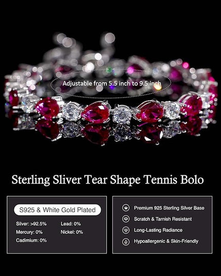 FANCIME Shine of Tears Birthstone Tennis bolo Bracelets Sterling Silver Tennis Bracelets Charm Fine Jewelry Birthday Gifts for Women Mom