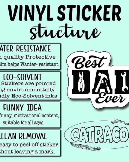 (3Pcs) Best Dad Ever Sticker, Decal Gifts Dad Decorate Books Laptop Phone Water Bottles Kindles Stickers Tumbler Sticker Waterproof Vinyl Decorate Sticker 3 x 2.6 Inch