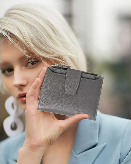 FALAN MULE Small Wallet for Women Leather Bifold Compact RFID Blocking Small Womens Wallet Purse