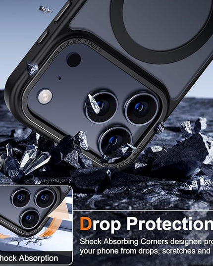 Hython Case for iPhone 17 Pro Case Magnetic Translucent Matte Phone Cases 6.3" [Compatible with MagSafe] Thin Slim Fit Shockproof Bumper Hard Protective Cover for Women Men Girls, Frosted Black
