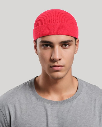 vidsel Thin Wool Fisherman Beanie for Men Women, Short Knit Cuff Trawler Watch Hats