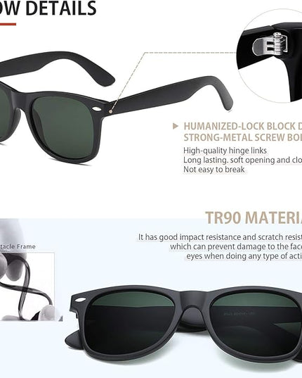 FEIDUSUN Sunglasses Men Polarized Sunglasses for Mens and Womens,Black Retro Sun Glasses Driving Fishing UV Protection