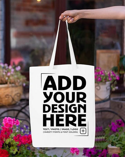 shop4ever Personalized Custom Design Your Own Eco Cotton Tote Reusable Shopping Bag Customizable Gift