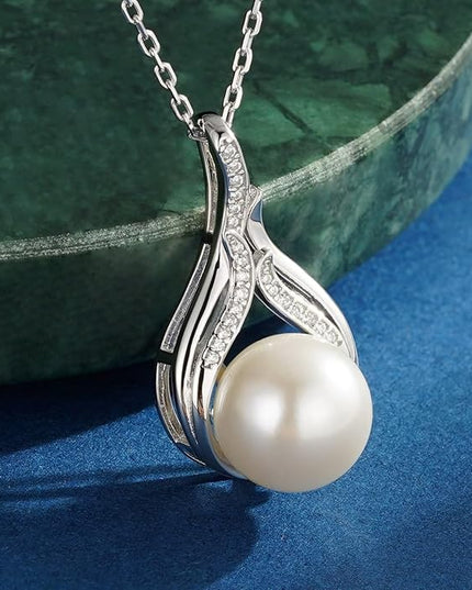 Iefil 10-11mm Tahitian Black Pearl & Freshwater Pearl Necklace - S925 Sterling Silver Pearls Necklace, Anniversary Birthday Gifts for Women Wife Girlfriend Mom
