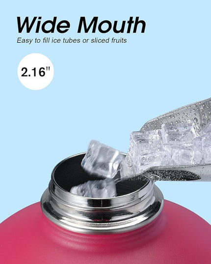 Coolflask 128 oz Gallon Water Bottle Insulated with Straw&3 Lids, Water Jug Large Stainless Steel Metal Vacuum Wide Mouth for Sports, Gym or Office, Non-BPA Keep Cold 48H Hot 24H, Ombre Wine/Navy