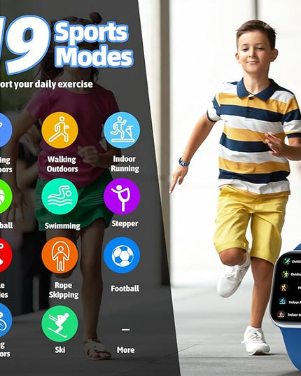 Smart Watch for Kids Fitness Tracker No Phone/APP Needed,19 Sport Mode,1.5" DIY Dial,IP68 Waterproof,Sleep Monitor,Pedometers,Heart Rate,Great Birthday Gift for Boys Girls Teens 6-14 Year Olds (Blue)
