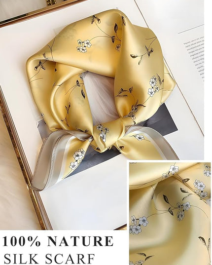 100% Mulberry Silk Scarf for Women Hair Lightweight Square Neckerchief Wrap For Head Scarves 21"