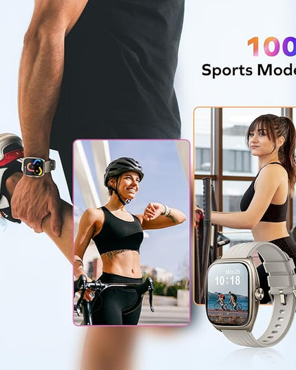 MOMAX Smart Watch for Women Men, 1.85" AMOLED Display & Bluetooth Call, Fitness Tracker with 100+ Sports, Heart Rate, SpO2 Monitor, Sleep Tracker, Music Control, IP68 Waterproof for Android/iOS