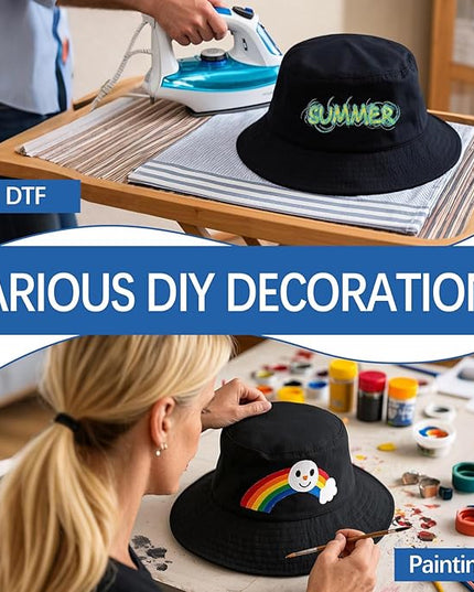 DASSNANE Sublimated Bucket Hats Bulk Solid Color DIY Blank Hat Bucket Hats for Men, Women and Adults