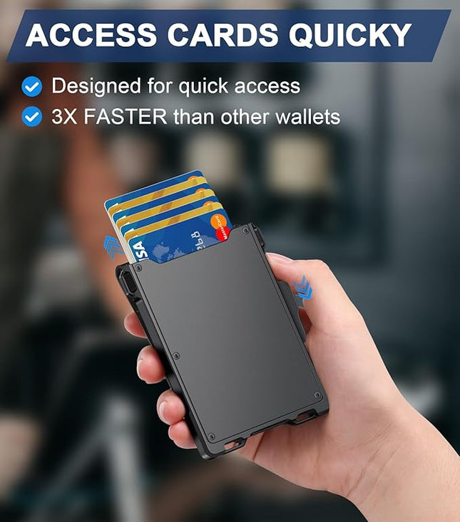 GHUKY Wallet for Men, Minimalist Slim Mens Wallet with Money Clip, RFID Blocking Smart Pop Up Card Wallet with ID Window, Compact Bifold Wallet,Metal Aluminum Credit Card Holder