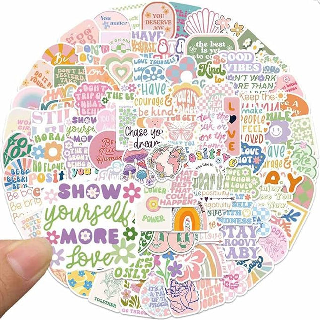 Cute Preppy Stickers Pack for Girls Women Kids 100pcs Vinyl Waterproof Aesthetic Stickers for Water Bottles Laptop Phone Pink Aesthetic Preppy Stuff, Things, Inspirational Positive Motivational Decals