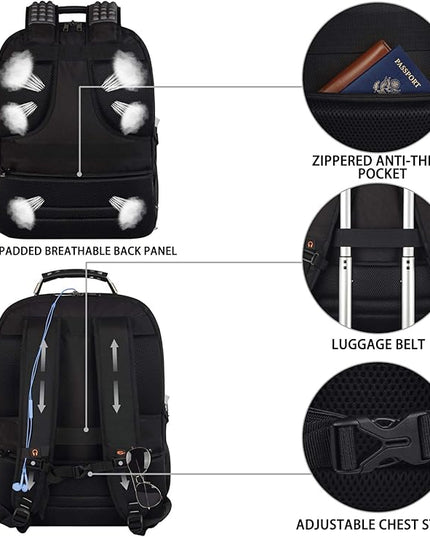 18.4 inch Gaming Laptop Backpacks with USB Charging Port, Big Capacity TSA Friendly RFID Anti Theft Pocket College Heavy Duty Computer Work bag for Men