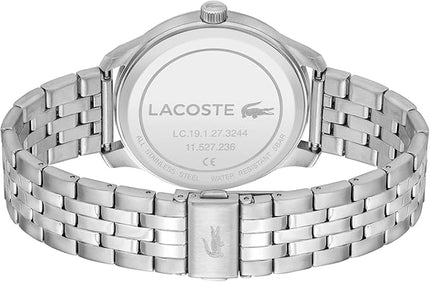 Lacoste Lisbon Men’s Quartz Watch - Three-Hand Sunray Dial with Stick Indexes, Polished Case, Crocodile Logo - Modern, Classic Timepiece - Gift for Him 42mm