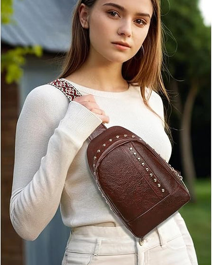 FALAN MULE Crossbody Bags for Women Trendy Leather Sling Chest Bag Fanny Packs for Women