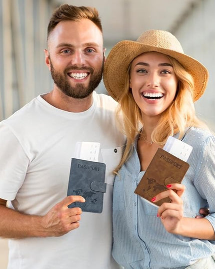 2 Pack RFID Blocking Passport Holder for Travel Essentials Premium Passport Wallet Cover for Women,Men,Passport Holder for Travel