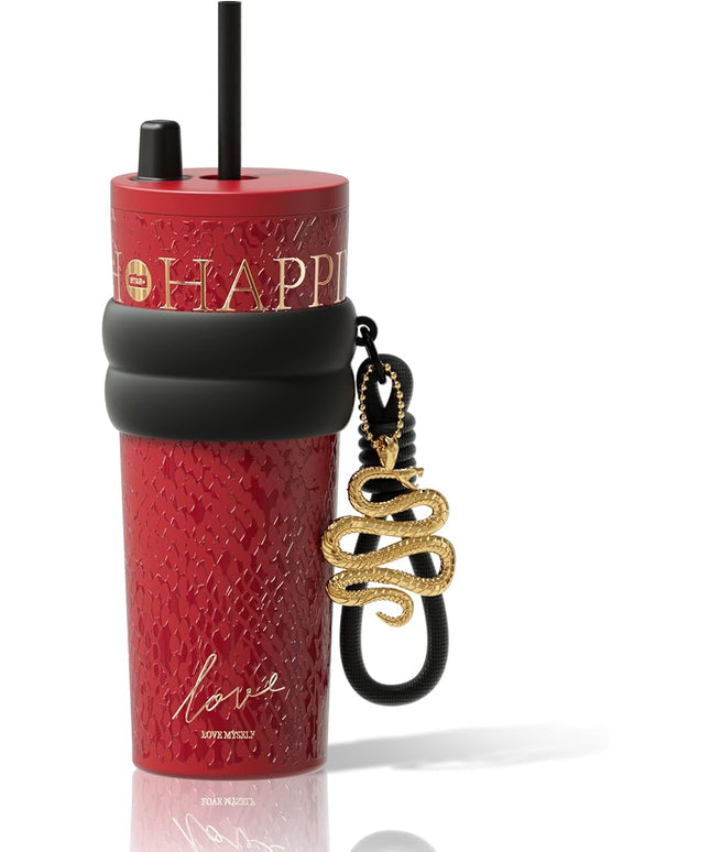 24 oz Tumbler with Lid and Straw, Insulated Coffee Mug Leak Proof, Portable Iced Travel Water Bottle, Reusable Thermal Coffee Cup, Gifts for Women, Red