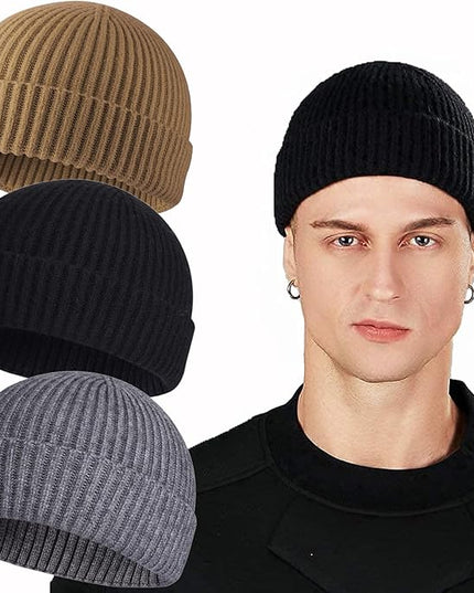 ROYBENS Swag Wool Knit Cuff Short Fisherman Beanie for Men Women, Winter Warm Hats
