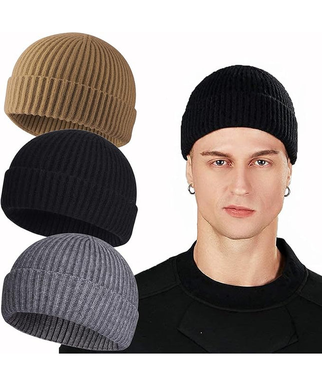 ROYBENS Swag Wool Knit Cuff Short Fisherman Beanie for Men Women, Winter Warm Hats